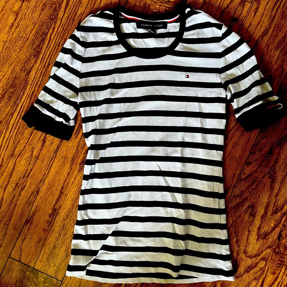 Navy & White Pinstripe Tommy Hilfiger Top